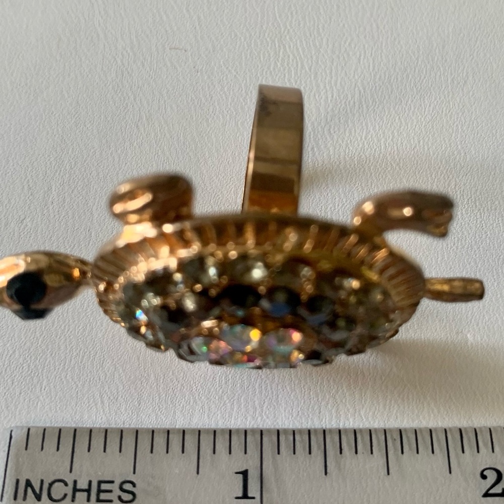 Turtle Ring Grey Crystals Adjustable - image 7